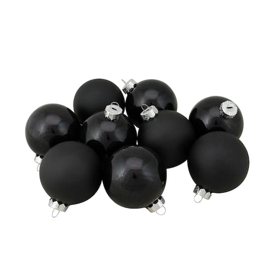 9ct. 2.5" Shiny & Matte Black Glass Ball Ornaments By Northlight | Michaels®